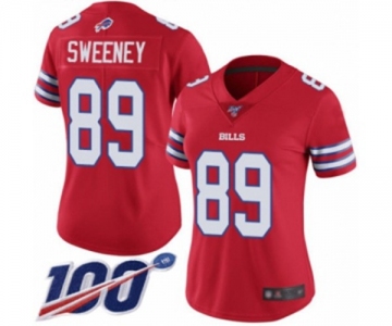 Women's Buffalo Bills #89 Tommy Sweeney Limited Red Rush Vapor Untouchable 100th Season Football Jersey