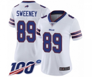 Women's Buffalo Bills #89 Tommy Sweeney White Vapor Untouchable Limited Player 100th Season Football Jersey