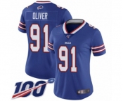 Women's Buffalo Bills #91 Ed Oliver Royal Blue Team Color Vapor Untouchable Limited Player 100th Season Football Jersey
