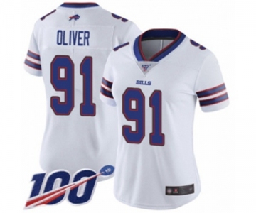 Women's Buffalo Bills #91 Ed Oliver White Vapor Untouchable Limited Player 100th Season Football Jersey