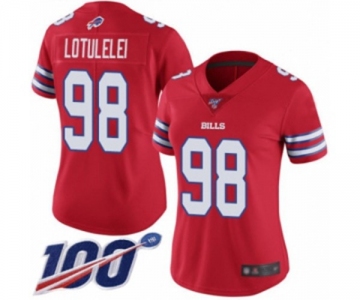 Women's Buffalo Bills #98 Star Lotulelei Limited Red Rush Vapor Untouchable 100th Season Football Jersey