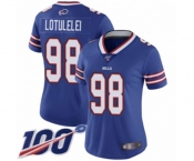 Women's Buffalo Bills #98 Star Lotulelei Royal Blue Team Color Vapor Untouchable Limited Player 100th Season Football Jersey