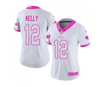 Women's Nike Buffalo Bills #12 Jim Kelly Limited Rush Fashion Pink NFL Jersey