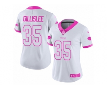 Women's Nike Buffalo Bills #35 Mike Gillislee Limited White Pink Rush Fashion NFL Jersey