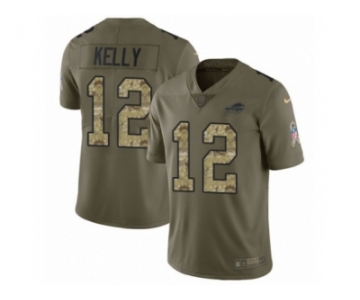Youth Nike Buffalo Bills #12 Jim Kelly Limited Olive Camo 2017 Salute to Service NFL Jersey