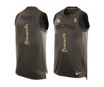 Men Nike Miami Dolphins #1 Cody Parkey Limited Green Salute to Service Tank Top NFL Jersey