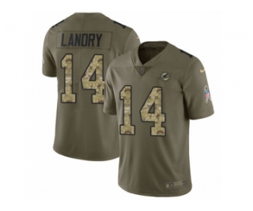 Men Nike Miami Dolphins #14 Jarvis Landry Limited Olive Camo 2017 Salute to Service NFL Jersey