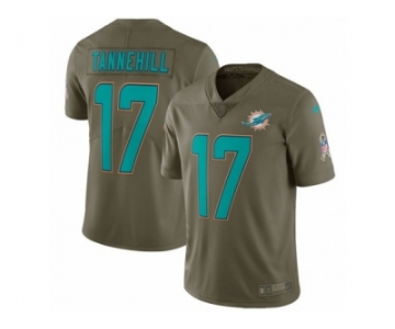 Men Nike Miami Dolphins #17 Ryan Tannehill Limited Olive 2017 Salute to Service NFL Jerse