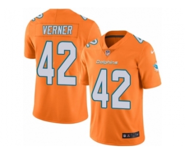 Men Nike Miami Dolphins #42 Alterraun Verner Limited Orange Rush Vapor Untouchable NFL Jersey
