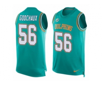 Men Nike Miami Dolphins #56 Davon Godchaux Limited Aqua Green Player Name & Number Tank Top NFL Jersey