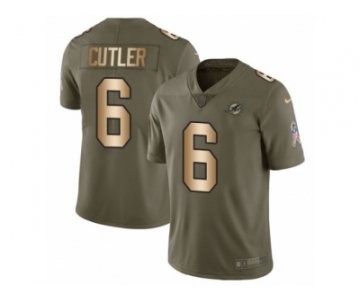Men Nike Miami Dolphins #6 Jay Cutler Limited Olive Gold 2017 Salute to Service NFL Jersey