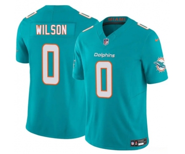 Men's Miami Dolphins #0 Zach Wilson Aqua 2025 Draft F.U.S.E. Vapor Limited Football Stitched Jersey