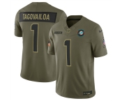 Men's Miami Dolphins #1 Tua Tagovailo Olive 2025 F.U.S.E. Salute to Service Limited Football Stitched Jersey Men's Miami Dolphins #1 Tua Tagovailo Olive 2025 F.U.S.E. Salute to Service Limited Football Stitched Jersey