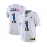 Men's Miami Dolphins #1 Tua Tagovailoa White Multi-Color 2020 Football Crucial Catch Limited Football Jersey