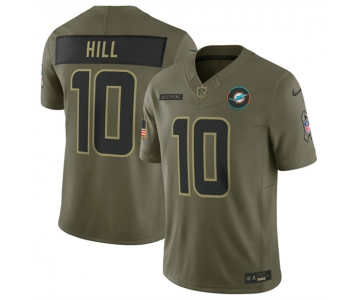 Men's Miami Dolphins #10 Tyreek Hill Olive 2025 F.U.S.E. Salute to Service Limited Football Stitched Jersey