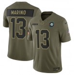 Men's Miami Dolphins #13 Dan Marino Olive 2025 Salute to Service Limited Football Stitched Jersey