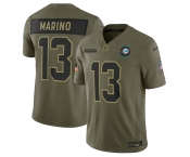 Men's Miami Dolphins #13 Dan Marino Olive 2025 Salute to Service Limited Football Stitched Jersey