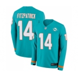 Men's Miami Dolphins #14 Ryan Fitzpatrick Limited Aqua Therma Long Sleeve Football Jersey