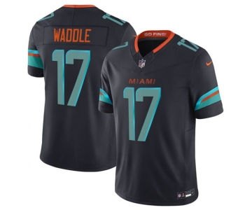 Men's Miami Dolphins #17 Jaylen Waddle Black 2025 F.U.S.E. “Rivalries” Vapor Limited Football Stitched Jersey