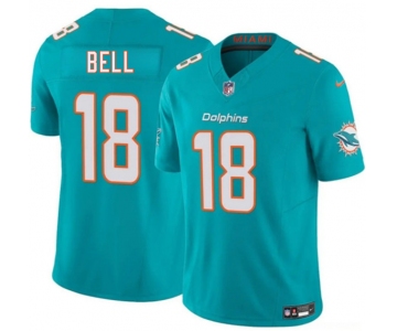 Men's Miami Dolphins #18 Chris Bell Aqua 2026 Draft F.U.S.E. Vapor Limited Football Stitched Jersey