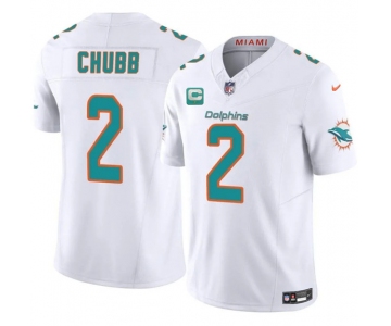 Men's Miami Dolphins #2 Bradley Chubb White 2025 F.U.S.E. With 1-Star C Patch Vapor Limited Football Stitched Jersey