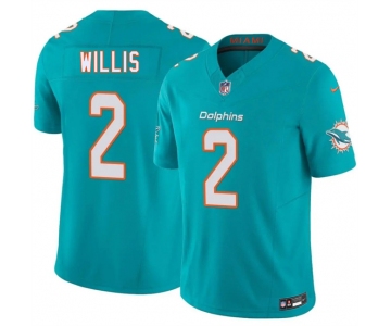 Men's Miami Dolphins #2 Malik Willis Aqua 2026 F.U.S.E. Vapor Limited Stitched Football Jersey