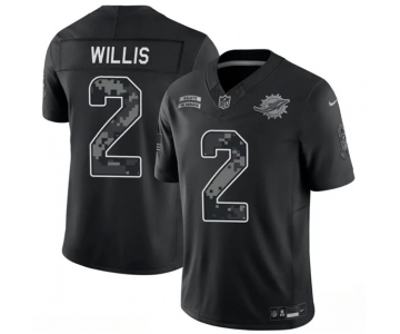 Men's Miami Dolphins #2 Malik Willis Black F.U.S.E. 2026 Salute to Service Limited Football Stitched Jersey