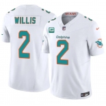 Men's Miami Dolphins #2 Malik Willis White 2026 F.U.S.E. 1-Star C Patch Vapor Limited Football Stitched Jersey
