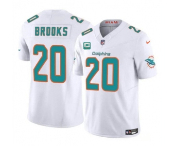 Men's Miami Dolphins #20 Jordyn Brooks White 2025 F.U.S.E. With 1-Star C Patch Vapor Limited Football Stitched Jersey