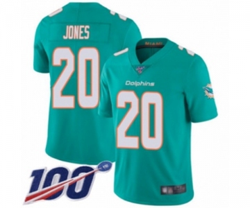 Men's Miami Dolphins #20 Reshad Jones Aqua Green Team Color Vapor Untouchable Limited Player 100th Season Football Jersey