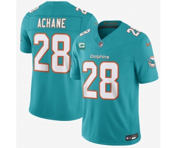 Men's Miami Dolphins #28 De'Von Achane Aqua 2026 F.U.S.E. 1-Star C Patch Vapor Limited Football Stitched Jersey