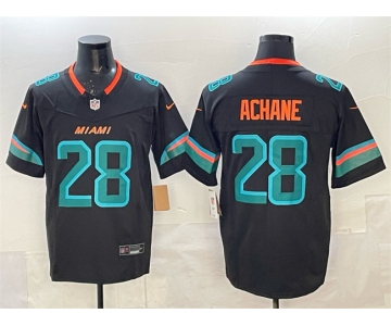 Men's Miami Dolphins #28 De’Von Achane Black 2025 F.U.S.E. “Rivalries” Vapor Limited Stitched Football Jersey