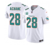 Men's Miami Dolphins #28 De'Von Achane White 2026 F.U.S.E. 1-Star C Patch Vapor Limited Football Stitched Jersey