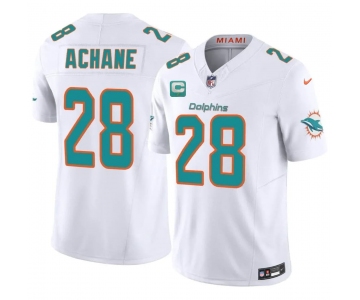 Men's Miami Dolphins #28 De'Von Achane White 2026 F.U.S.E. 1-Star C Patch Vapor Limited Football Stitched Jersey