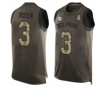 Men's Miami Dolphins #3 Josh Rosen Limited Green Salute to Service Tank Top Football Jersey