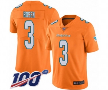 Men's Miami Dolphins #3 Josh Rosen Limited Orange Rush Vapor Untouchable 100th Season Football Jersey