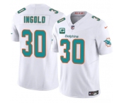 Men's Miami Dolphins #30 Alec Ingold White 2025 F.U.S.E. With 3-Star C Patch Vapor Limited Football Stitched Jersey