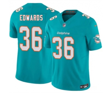 Men's Miami Dolphins #36 Donovan Edwards Aqua 2026 F.U.S.E. Vapor Limited Football Stitched Jersey