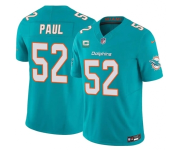 Men's Miami Dolphins #52 Patrick Paul Aqua 2026 F.U.S.E. 1-Star C Patch Vapor Limited Football Stitched Jersey