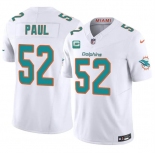 Men's Miami Dolphins #52 Patrick Paul White 2026 F.U.S.E. 1-Star C Patch Vapor Limited Football Stitched Jersey