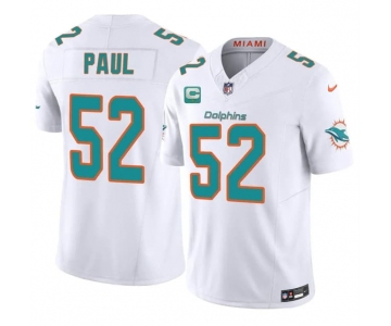 Men's Miami Dolphins #52 Patrick Paul White 2026 F.U.S.E. 1-Star C Patch Vapor Limited Football Stitched Jersey