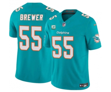 Men's Miami Dolphins #55 Aaron Brewer Aqua 2025 F.U.S.E. With 1-Star C Patch Vapor Limited Football Stitched Jersey