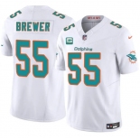 Men's Miami Dolphins #55 Aaron Brewer White 2025 F.U.S.E. With 1-Star C Patch Vapor Limited Football Stitched Jersey