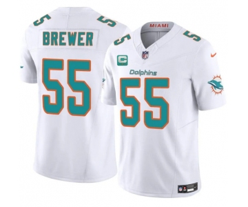Men's Miami Dolphins #55 Aaron Brewer White 2025 F.U.S.E. With 1-Star C Patch Vapor Limited Football Stitched Jersey