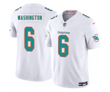 Men's Miami Dolphins #6 Malik Washington White 2025 Draft F.U.S.E. Vapor Limited Football Stitched Jersey
