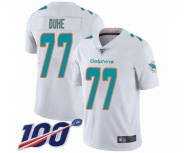 Men's Miami Dolphins #77 Adam Joseph Duhe White Vapor Untouchable Limited Player 100th Season Football Jersey