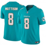 Men's Miami Dolphins #8 Alexander Mattison Aqua 2025 F.U.S.E. Vapor Limited Football Stitched Jersey
