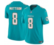 Men's Miami Dolphins #8 Alexander Mattison Aqua 2025 F.U.S.E. Vapor Limited Football Stitched Jersey