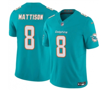 Men's Miami Dolphins #8 Alexander Mattison Aqua 2025 F.U.S.E. Vapor Limited Football Stitched Jersey
