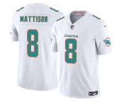 Men's Miami Dolphins #8 Alexander Mattison White 2025 F.U.S.E. Vapor Limited Football Stitched Jersey